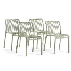 RATTATAN Set de 4 chaises en polypropylène empilables pour extérieur et jardin, bar et restaurant, structure robuste et légère - Olimpia - Pistach_0