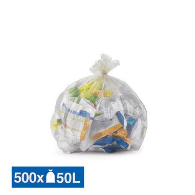 Sacs poubelle transparents recyclés 50 L, lot de 500_0