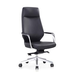 SalesFever Chaise de bureau | Revêtement en cuir artificiel | Cadre en aluminium | Soutien lombaire | L 63 x P 66 x H 120,5 cm | noir - noir plastiqu_0
