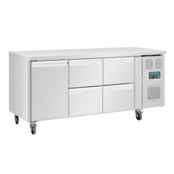 Table Réfrigérée Positive Inox 1 Porte 4 Tiroirs GN 1/1 - 356L Froid Ventilé Pro - Polar Série U - UA020_0