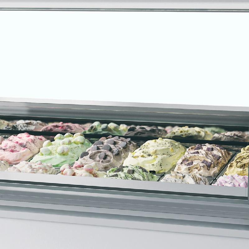 Vitrine congélateur de crème glacée blanc vitre bombée - 1661x1080x1356 mm - 18 bacs Napoli - marque ISA - MILLENNIUM LX18_0