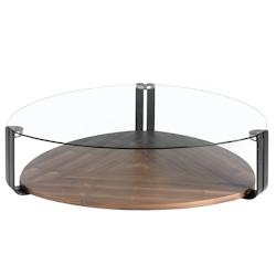AC ANGEL CERDA Angel Cerdá Table basse triangulaire en verre trempé, acier noir et noyer 2055C 135 x 135 x 32 - marron Bois manufacturé 8435631002239_0