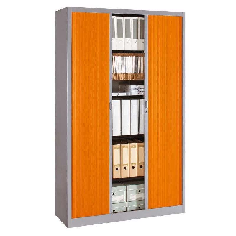 ARMOIRE MÉTAL CLASSTOUT COLOR - A RIDEAUX - L. 120 X H. 198 CM - CORPS ALUMINIUM  - RIDEAUX ORANGE