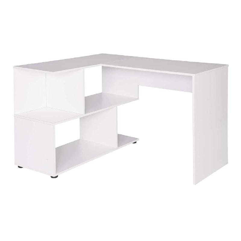 BUREAU ADULTE D\'ANGLE AVEC ÉTAGÈRES 100 CM BLANC 19_0000549_0