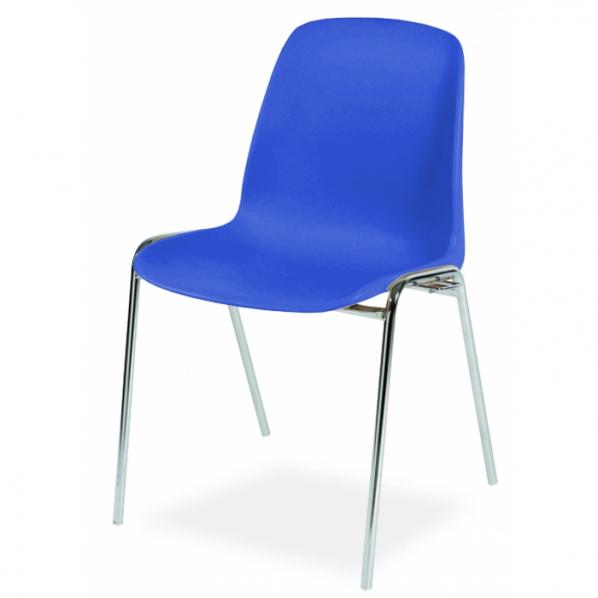 Chaise coque accrochable pieds chromés - Anti-feu Classe M2 Bleu_0