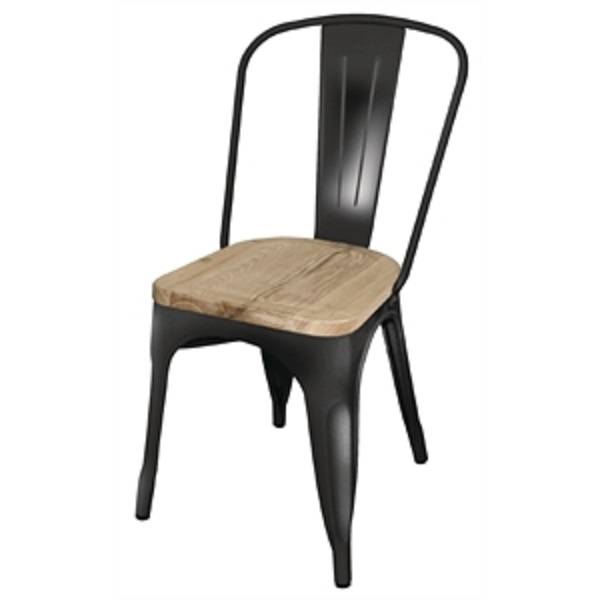 Chaise de restaurant en acier - assise en bois - modèle TRGG708 - usage intérieur et extérieur couvert_0
