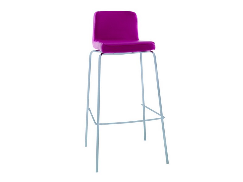 Chaise haute Jinsy - Assise en tissu enduit - Couleur rose, rouge ou noir - Piètement chromé avec repose-pieds_0