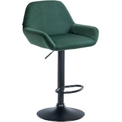 CLP Tabouret de bar Braga Velours avec pied en métal réglable et pivotant Vert foncé/Noir - vert textile 320904_0