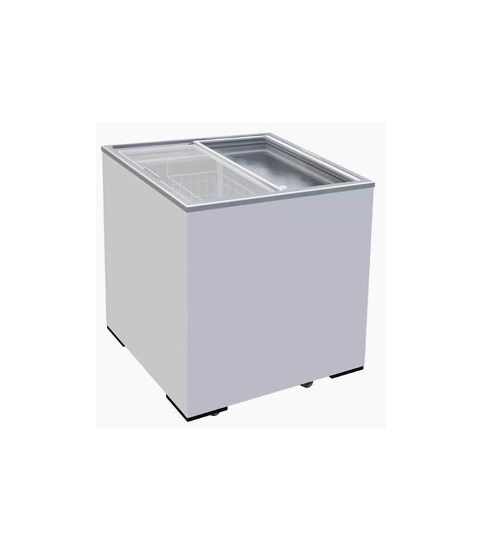 Conservateur couvercles coulissants vitrés - froid statique - gaz R404a - (-18°C à -22°C) - meuble blanc_0