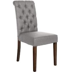 Décoshop26 - Chaise de salle à manger x1 dossier capitonné en tissu gris pieds en bois marron 10_0002051 - marron 3000250811125_0