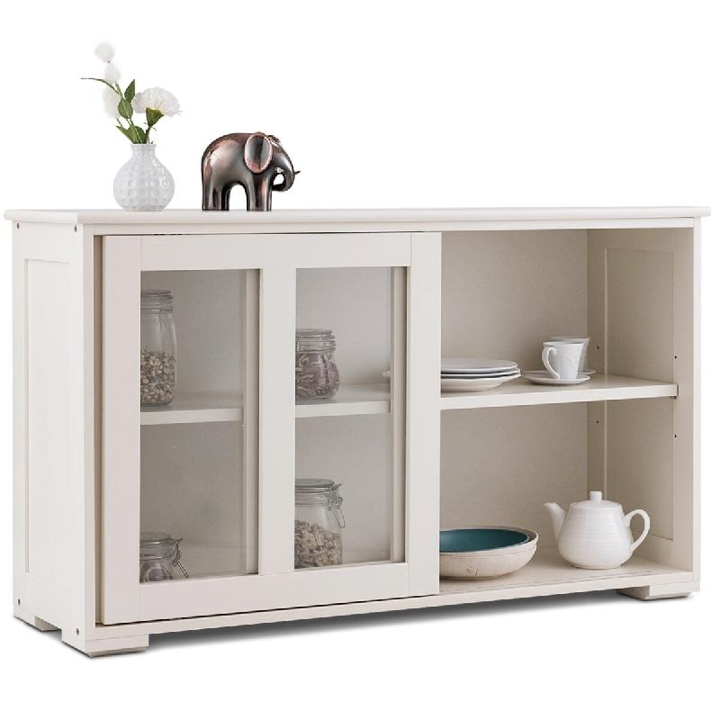Helloshop26 - Buffet de cuisine armoire basse 106,5 x 33 x 62,5 cm avec 2 portes coulissantes et étagère réglable style moderne en 20_0010802 - 300_0