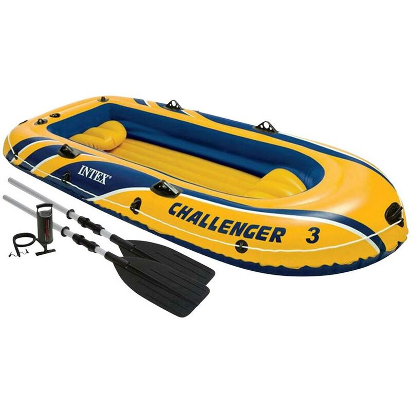 KIT BATEAU GONFLABLE 3 PLACES CHALLENGER 3 AVEC RAMES ET GONFLEUR - INTEX