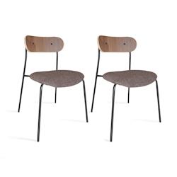 Now's Home - Lot De 2 Chaises En Tissu Marron Et Dossier En Finition Noyer - 3256390251714_0