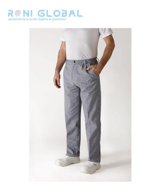 Pantalon de travail pied de poule unisexe - 100% coton, ceinture élastique côtés, 3 poches - OURAL ROBUR_0