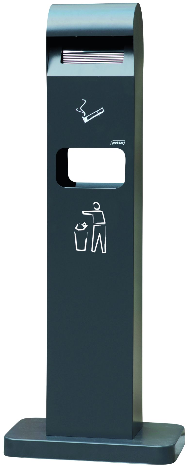 Poubelle cendrier sur pied - acier galvanisé anthracite - double fonction avec bacs amovibles_0
