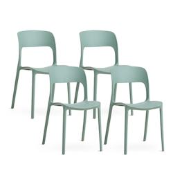RATTATAN Lot de 4 chaises empilables en polypropylène avec fibre de verre pour jardin ou intérieur, hydrofuges et résistantes, design moderne – B_0