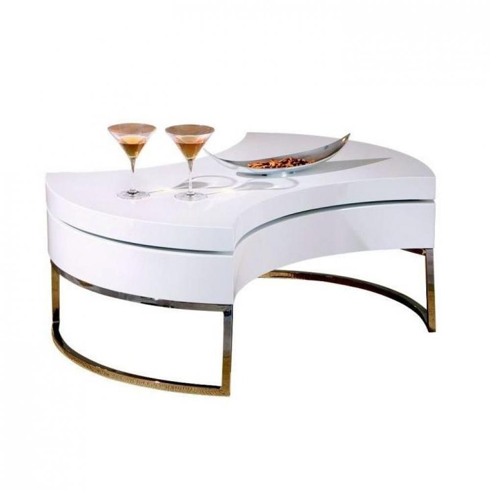 TABLE BASSE DESIGN MODULABLE TURNAROUND BLANCHE ET ACIER