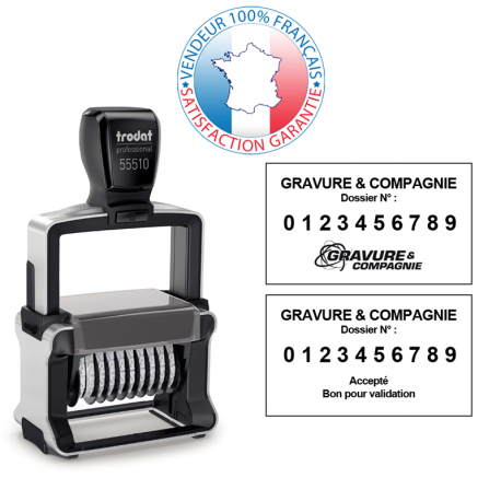 Tampon numéroteur TRODAT METAL LINE 55510PL - empreinte 2 + 2 lignes 56 x 33 mm offerte_0