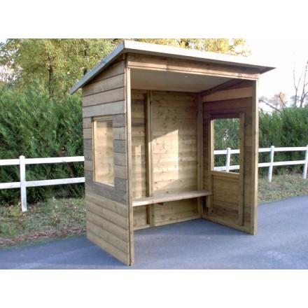Abribus en bois 2m avec fenêtre - résistant aux intempéries_0