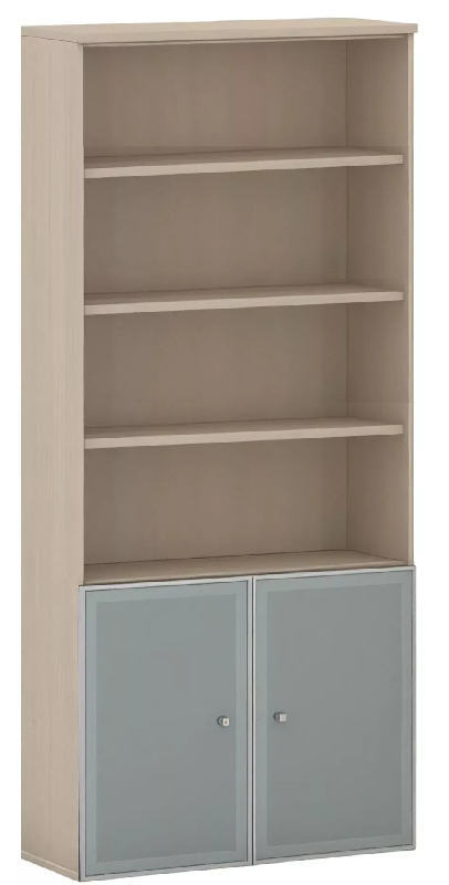 Armoire à portes battantes en verre avec serrure sur cadre alu So Madrid - 4 étagères - Hauteur 235 cm - Mélamine, finitions variées_0