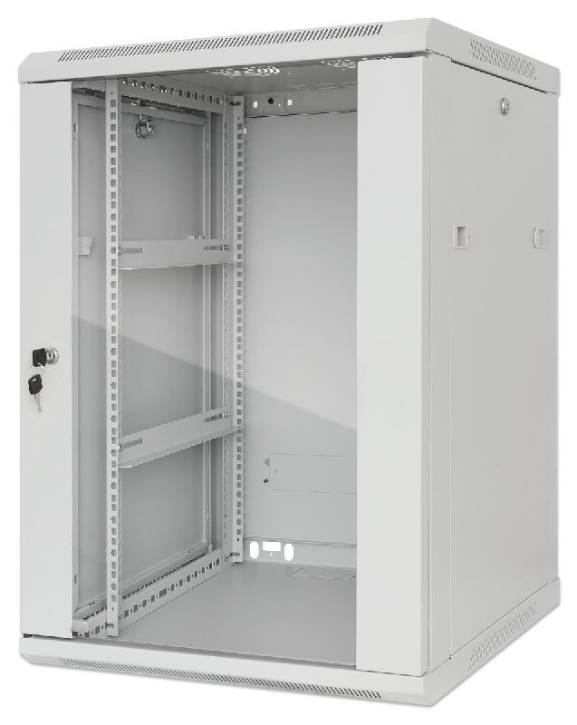 Armoire murale 19 pouces MHT151 avec porte en verre - hauteur 20U - profondeur 450 mm - gris - Bravour®_0