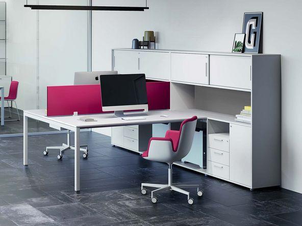 Bureau bench 2 personnes sur armoire haute Pop Easy pratique et fonctionnel_0