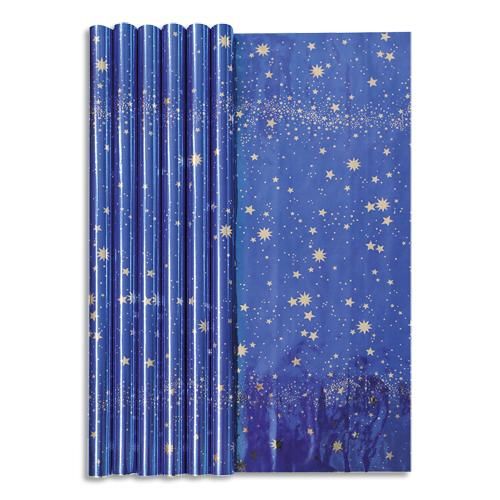 Clairefontaine rouleau papier cadeau ciel etoile 60g. Dimensions 1,5 x 0,70m. Coloris bleu métal_0