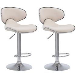 Décoshop26 - Lot de 2 tabourets de bar pivotant design moderne en tissu crème support en métal chromé 10_0004265 - 3000252014593_0