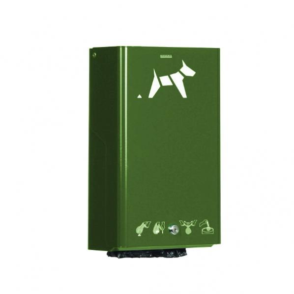 Distributeur hygiène canine - sacs liasses - Vert olive - réserve de 200 sachets - robuste et résistant_0