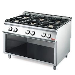 Fourneau gaz 6 feux vifs Gastro M 700 sur placard ouvert GM70/120PCG - inox UNGN082_0