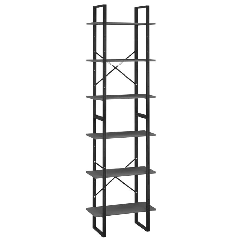 Lot de 2 étagères de rangement 60 x 30 x 210 cm en aggloméré gris - Construction métallique durable_0