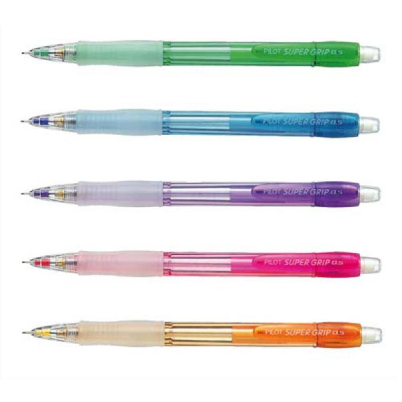 PORTE-MINES PILOT SUPER GRIP 0.5 MM  AVEC GRIP COLORIS NEON ASSORTIS - LOT DE 12