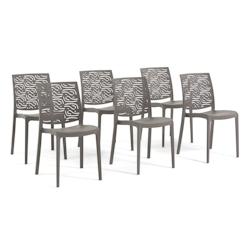 RATTATAN Set 6 Chaises en polypropylène avec fibre de verre empilables pour extérieur et jardin, bar et restaurant, cuisine  moderne - MALIKA - Tour_0
