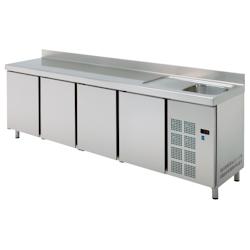Table froide gn 1/1 4 portes et évier avec égouttoir - 2245x700x850 mm - 330 W 230/1V - 70199509 Eurast - inox 70199509_0