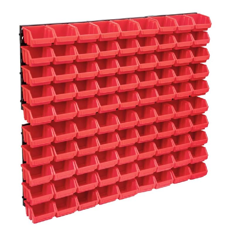 Vidaxl kit de bacs de stockage et panneaux muraux 96 pcs rouge et noir 150806_0