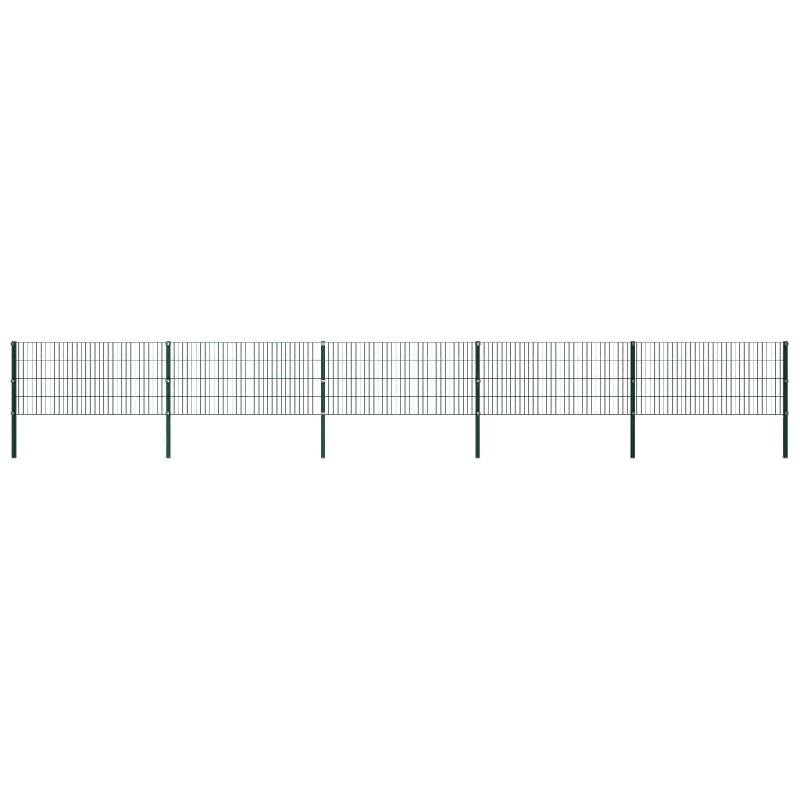 Vidaxl panneau de clôture avec poteaux fer 8,5 x 0,8 m vert 278608_0