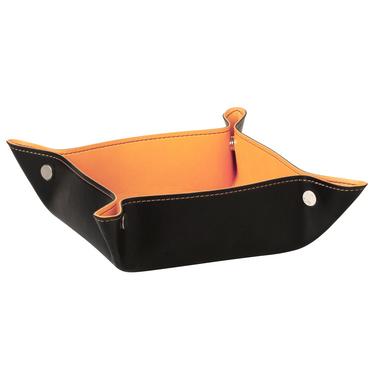 118850C - VIDE-POCHE ORANGE&BLACK, SIMILI CUIR ORANGE/NOIR, 12X12 CM