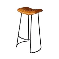 Anticline Créations Tabouret de bar assise cuir medium brown L 50 X P43 X H75.5 - marron cuir CS1137_0