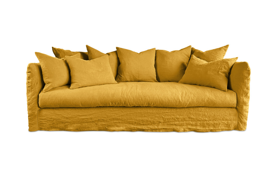 Canapé 5 places Figari 225 cm - Home Spirit - 100% déhoussable avec coussins en plumes_0