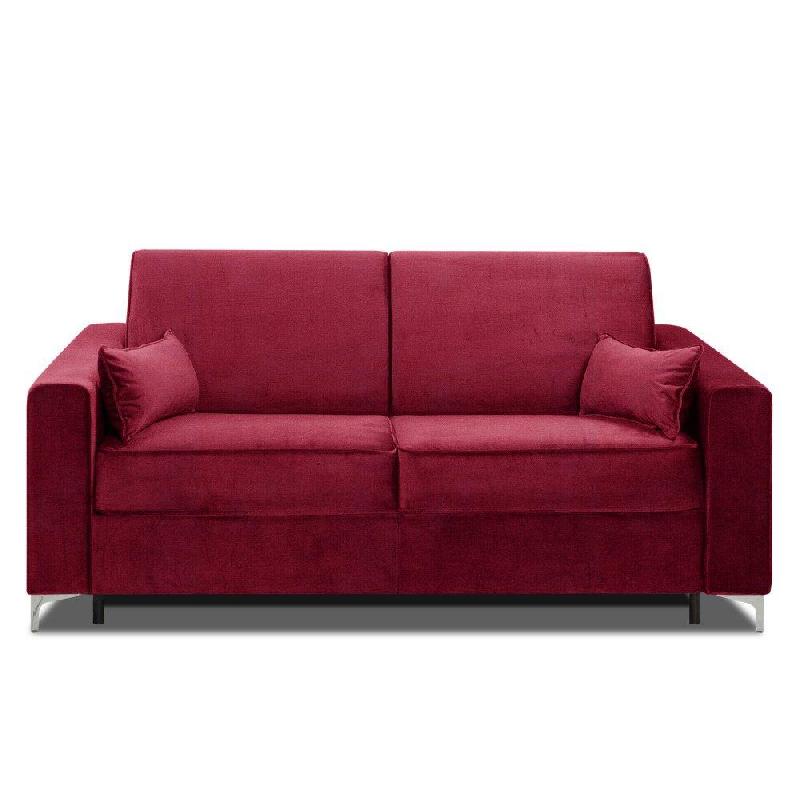 CANAPÉ CONVERTIBLE EXPRESS JACKSON 140CM SOMMIER LATTES VELOURS  ROUGE MATELAS 16 CM_0
