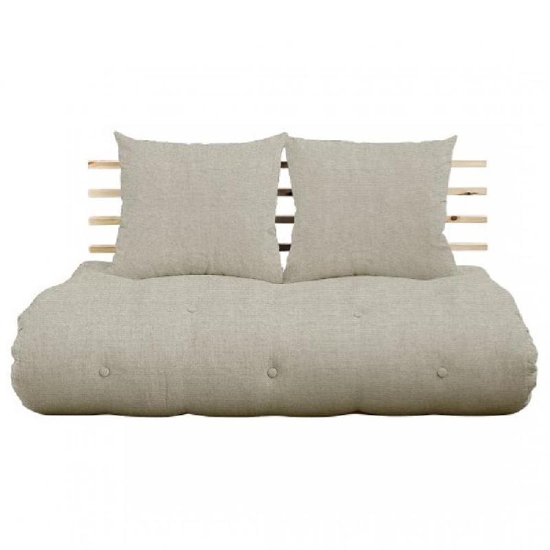 CANAPÉ LIT FUTON SHIN SANO EN LIN ET PIN MASSIF COUCHAGE 140*200 CM._0