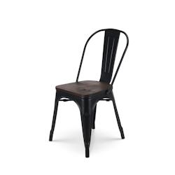 Kosmi Chaise en métal noir mat avec assise en bois foncé - Style industriel - noir 3760301691136_0