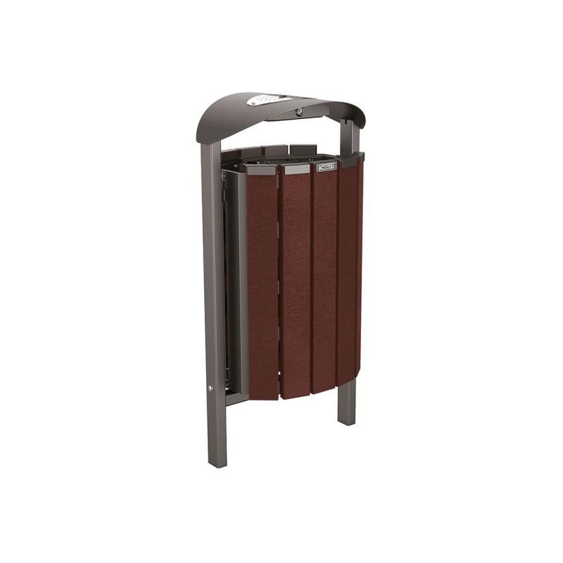 Corbeille Silaos® - Acier et plastique recyclé - 50 litres avec cendrier intégré_0