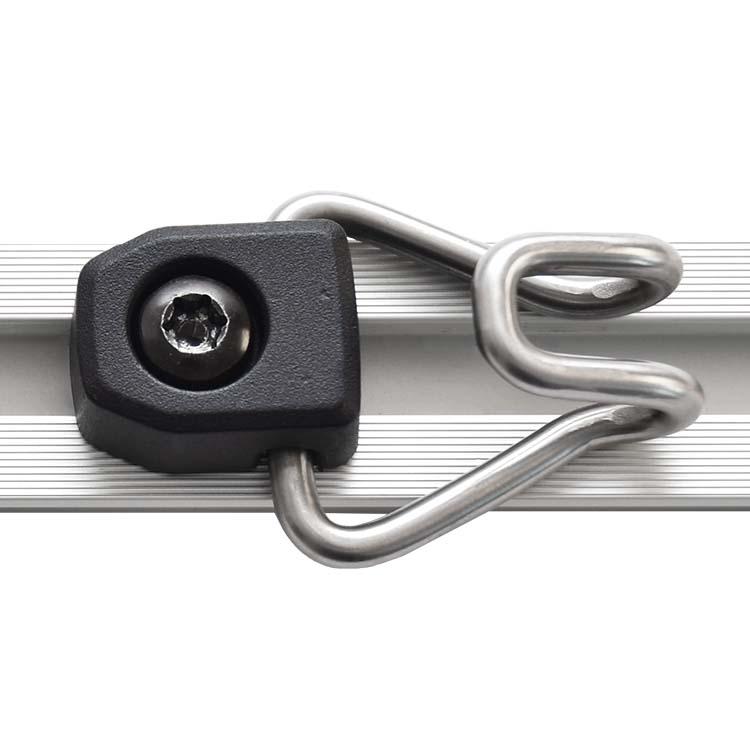 Crochet d'arrimage pour rail en T M8 - fixation rapide - noir - 0,15 kg - 39011_0