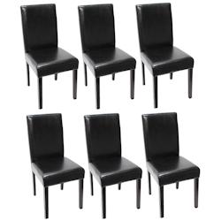 Décoshop26 - Lot de 6 chaises de salle à manger cuisine en cuir noir pieds en bois foncés design moderne 04_0002109 - noir 3000086132692_0