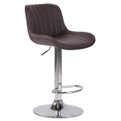 Décoshop26 - Tabouret de bar chaise haute x1 en PVC marron coutures verticales support en métal chromé 10_0005093 - marron 3000252459264_0
