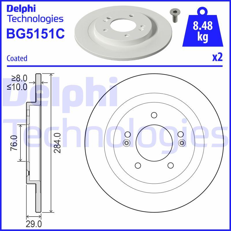 Disque de frein Delphi BG5151C - boîte de 2 disques - arrière - plein_0