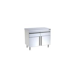 Meuble Central avec Portes Battantes et Tiroirs Profondeur 600mm - Distform - l100- L- P60- h85- Acier Inoxydable - 641094103699_0