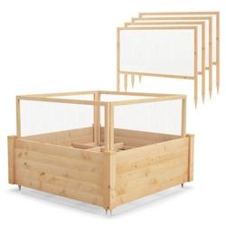 Helloshop26 - Jardinière carre potager extérieur en bois de sapin avec clôture de protection et grille de culture pour fleur légume 20_0004888 - 3_0