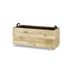 HORTALIA Jardinière rectangulaire Ghio 90x40x40 en bois traité pour l’extérieur - marron Bois massif 700214_0
